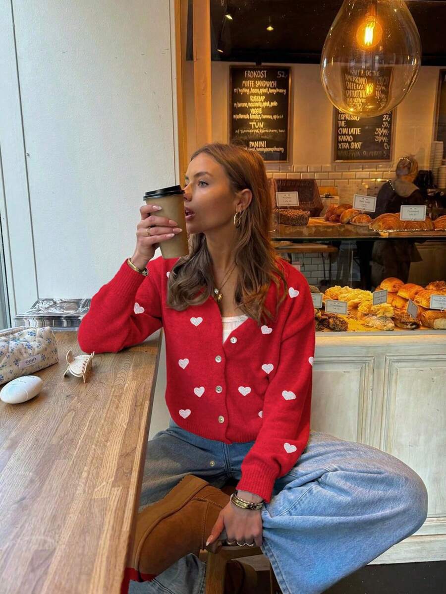 Women's Round Neck Twisted Buckle Knit Cardigan – Solid Color (Autumn/Winter)