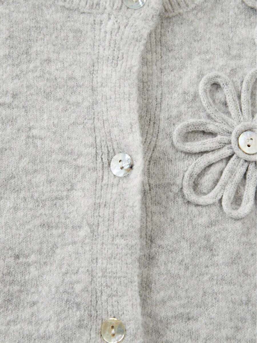 Women's Round Neck Twisted Buckle Knit Cardigan – Solid Color (Autumn/Winter)
