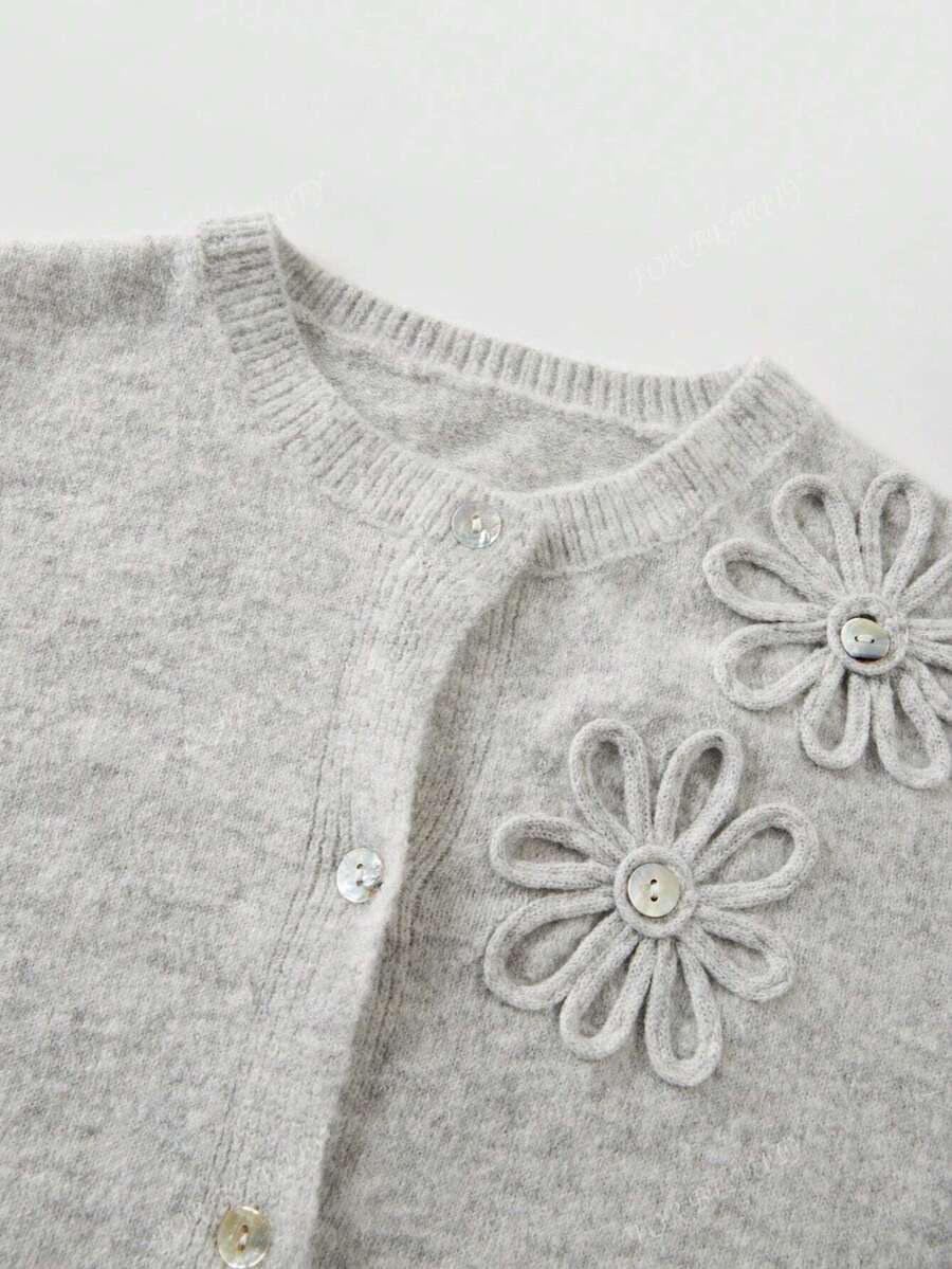 Women's Round Neck Twisted Buckle Knit Cardigan – Solid Color (Autumn/Winter)