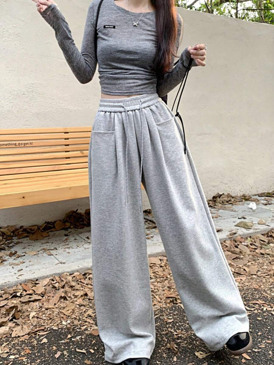 Women’s Casual Wide-Leg Drawstring Pants