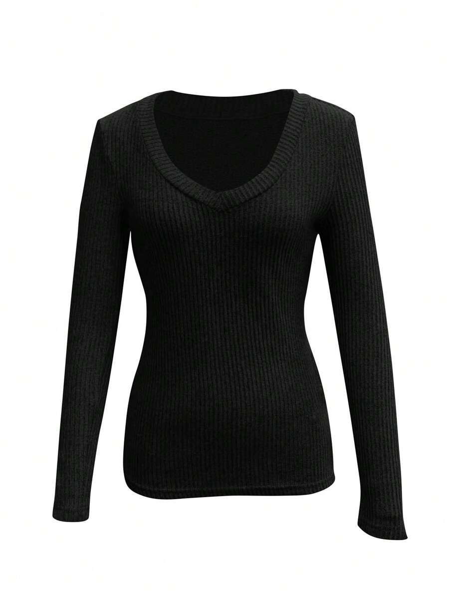 Basic V-Neck Long Sleeve Tee
