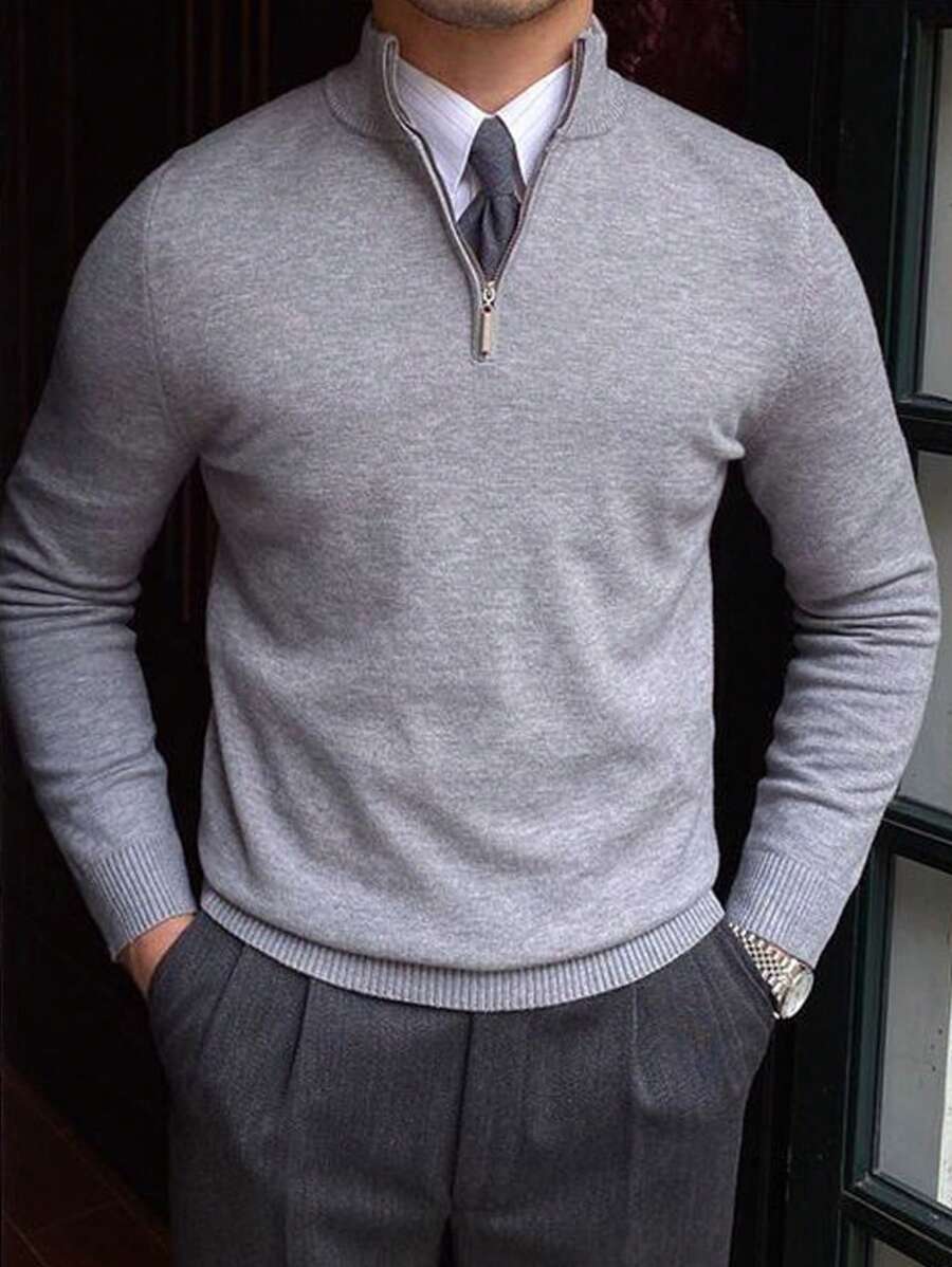 Men’s Half-Zip Stand Collar Sweater