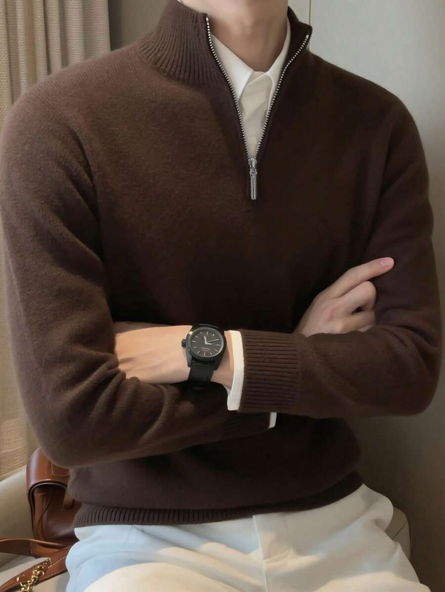 Men’s Half-Zip Stand Collar Sweater
