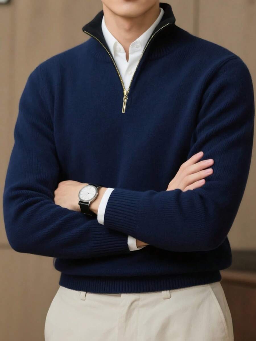 Men’s Half-Zip Stand Collar Sweater