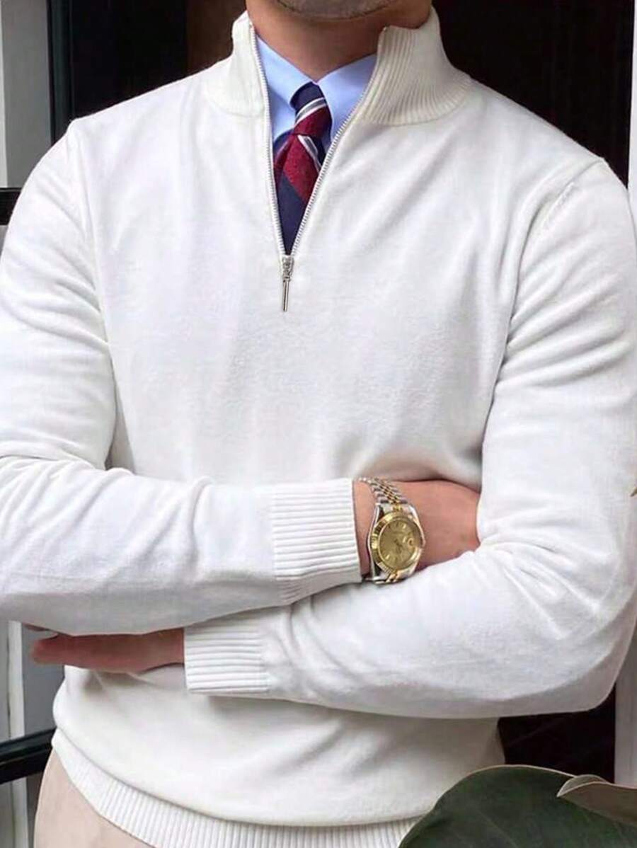 Men’s Half-Zip Stand Collar Sweater