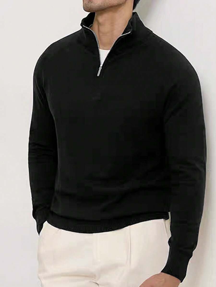 Men’s Half-Zip Stand Collar Sweater