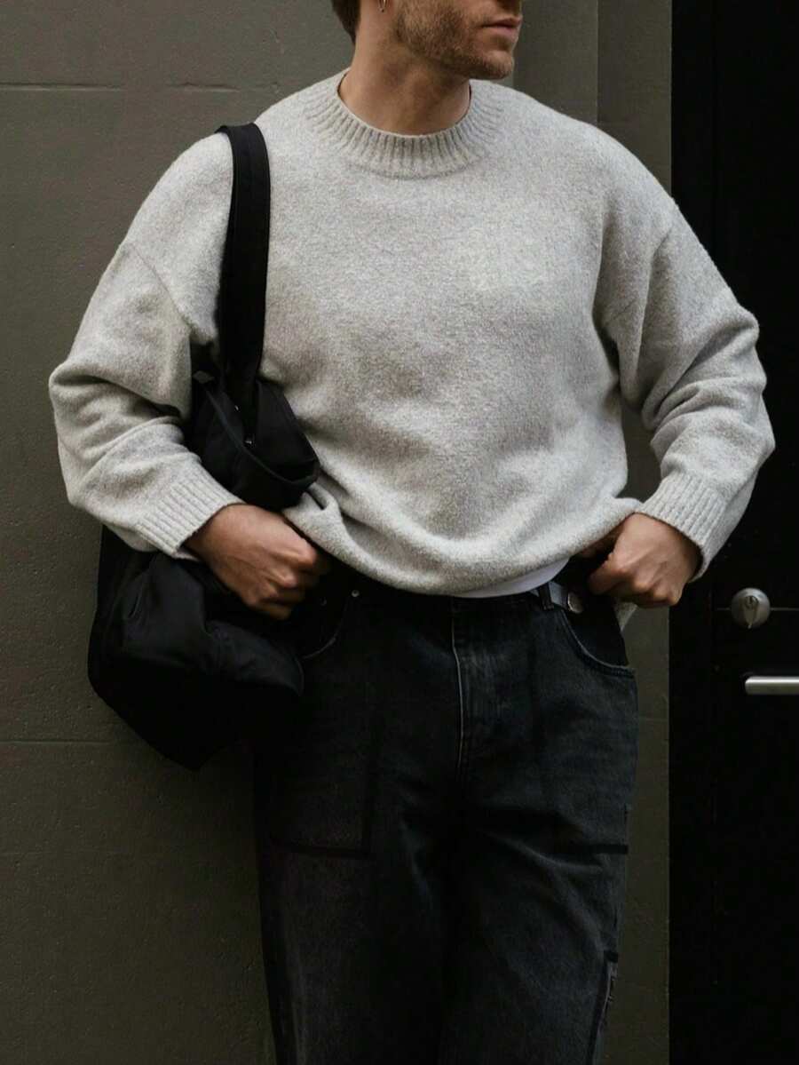 Men’s Loose Fit Embroidered Sweater