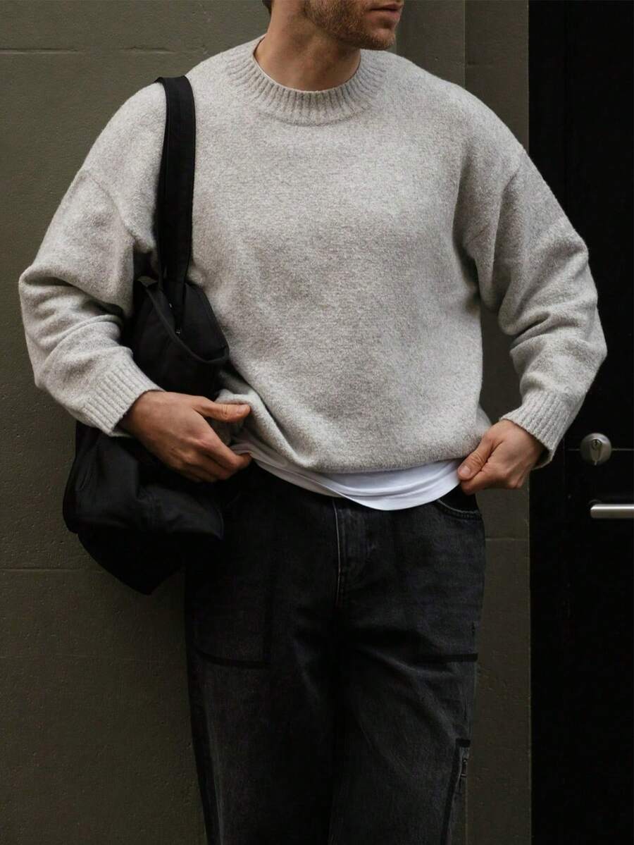 Men’s Loose Fit Embroidered Sweater