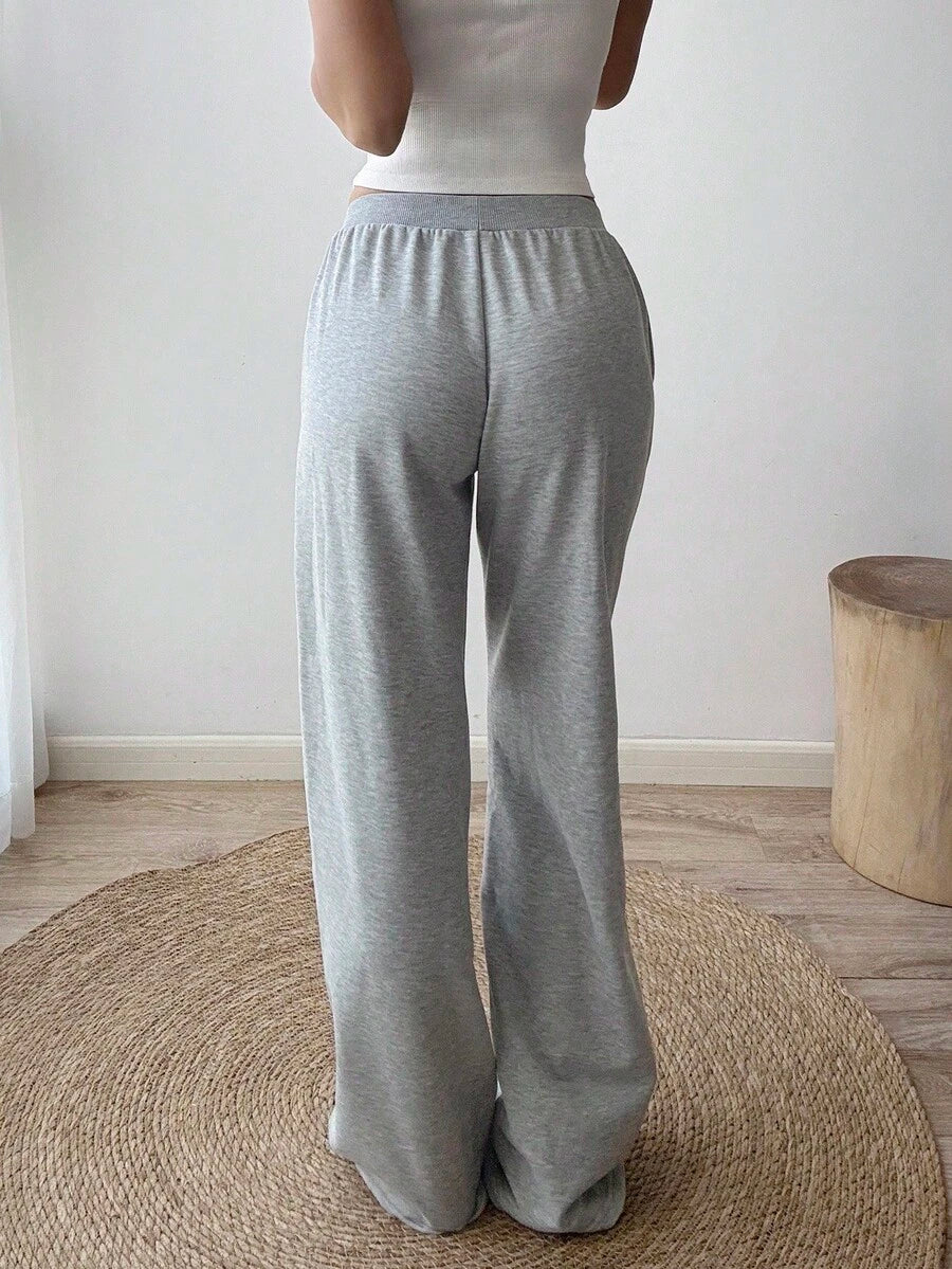 Women's Low-Waist Flared Joggers – No.87 Embroidery, Vintage Sports Style (Spring–Fall)