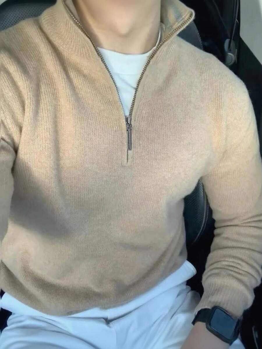 Men’s Half-Zip Stand Collar Sweater