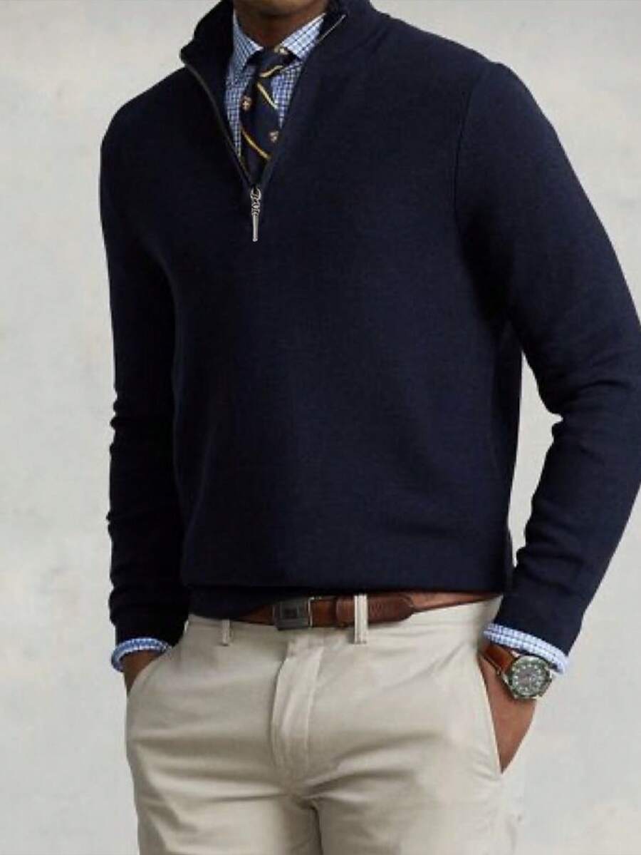 Men’s Half-Zip Stand Collar Sweater