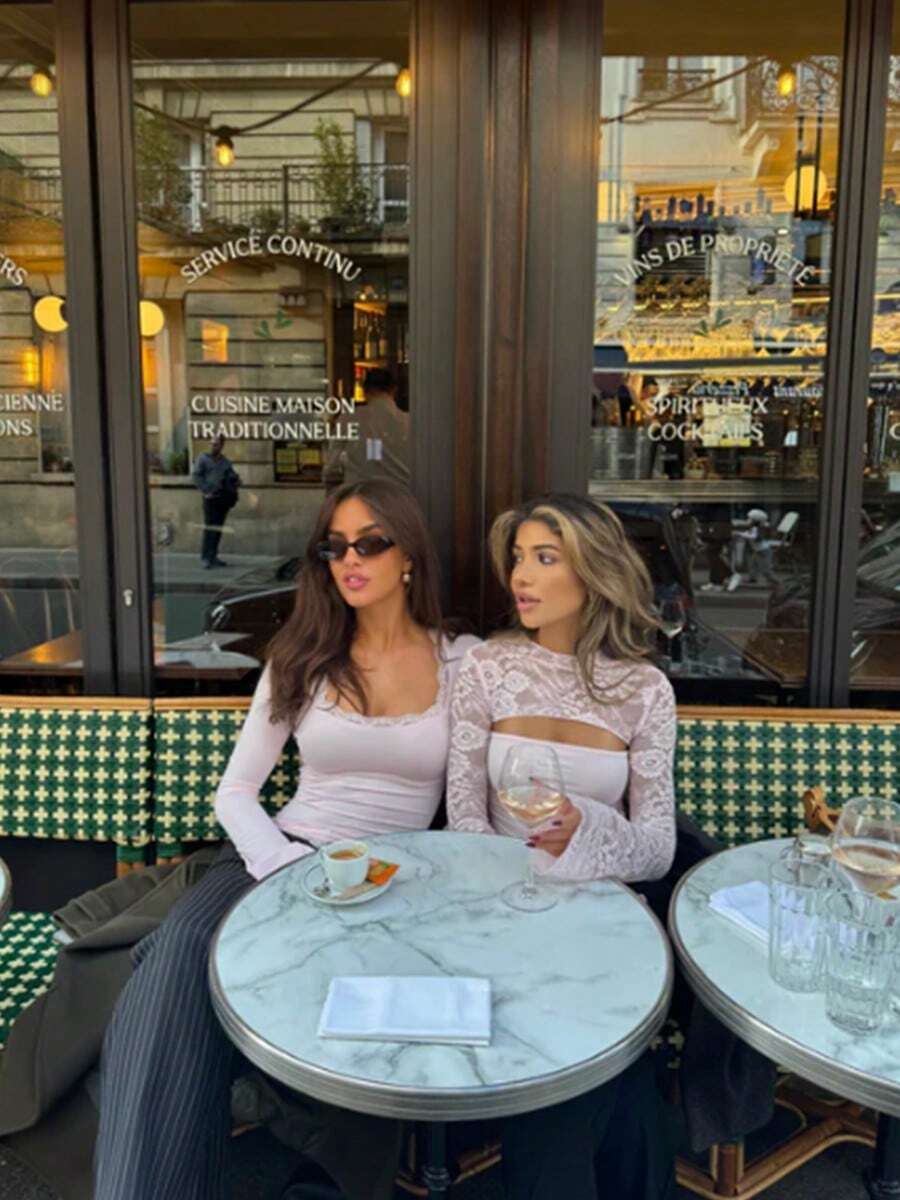 Lace-Trim Square Neck Blouse