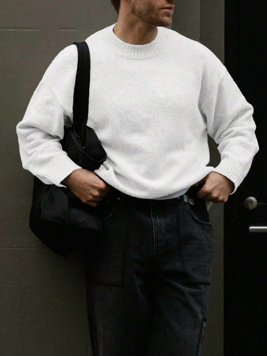 Men’s Loose Fit Embroidered Sweater