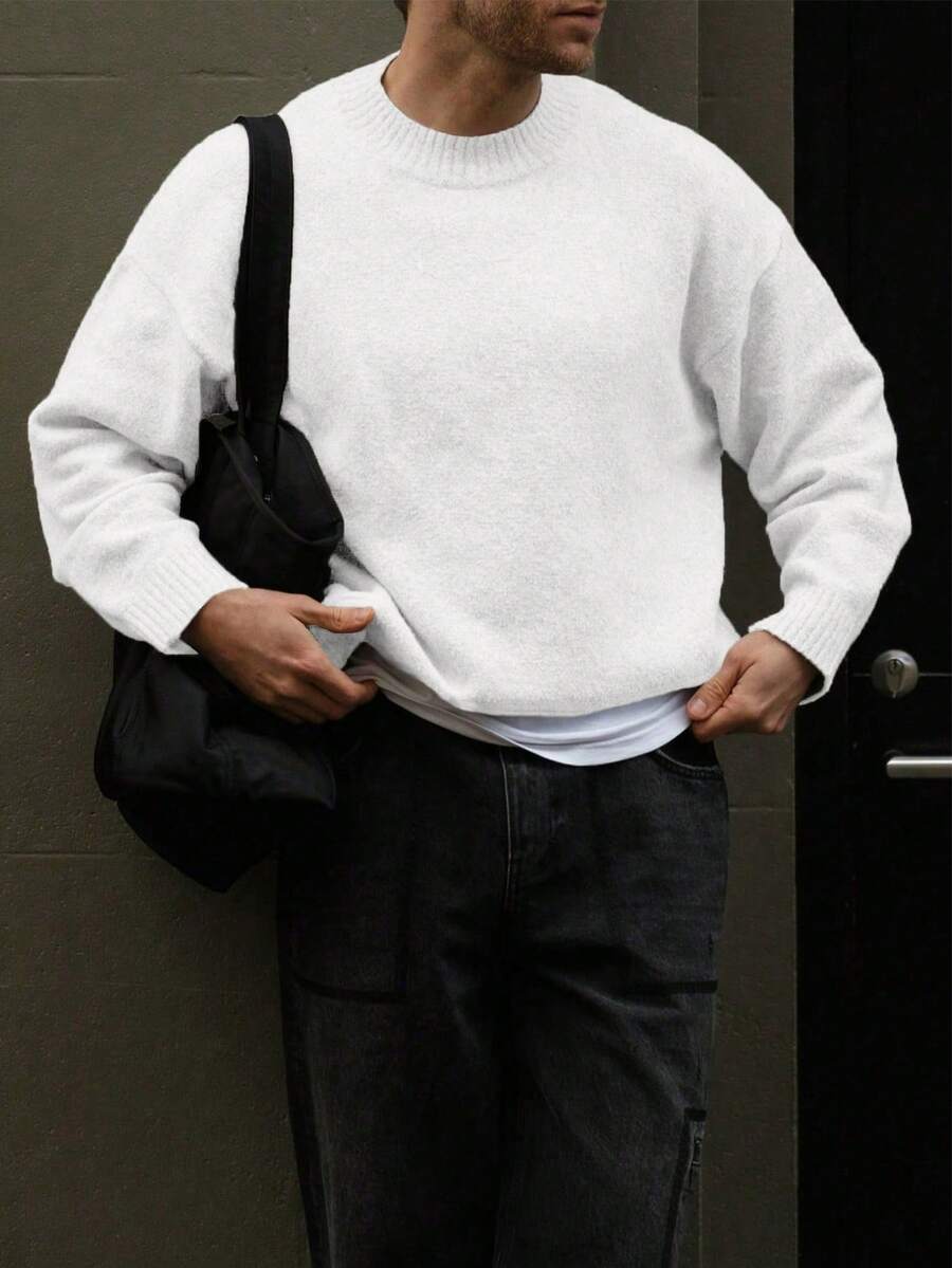 Men’s Loose Fit Embroidered Sweater