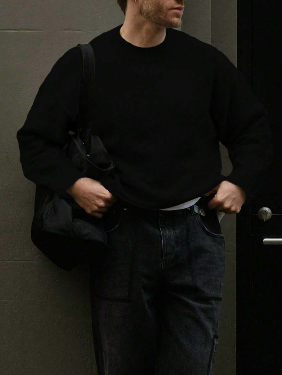 Men’s Loose Fit Embroidered Sweater