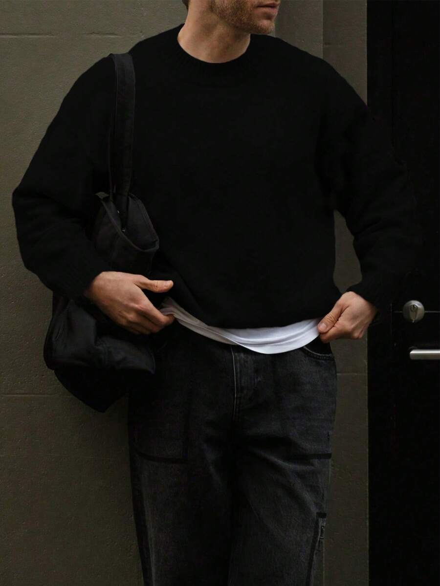 Men’s Loose Fit Embroidered Sweater