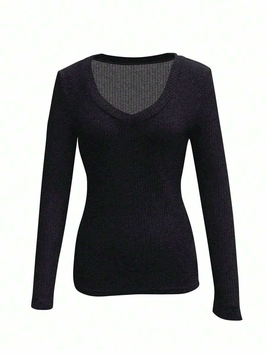 Basic V-Neck Long Sleeve Tee