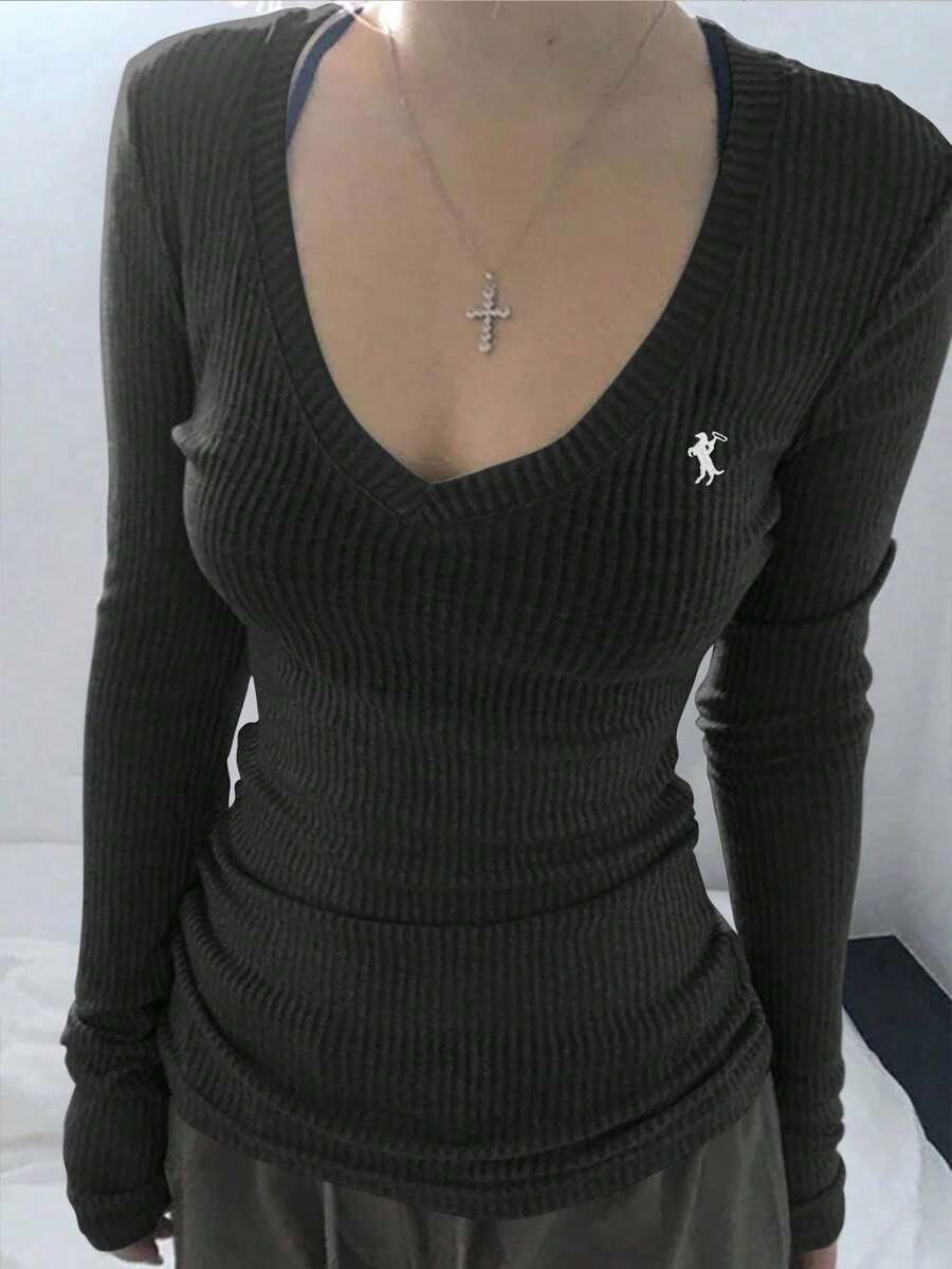 Basic V-Neck Long Sleeve Tee