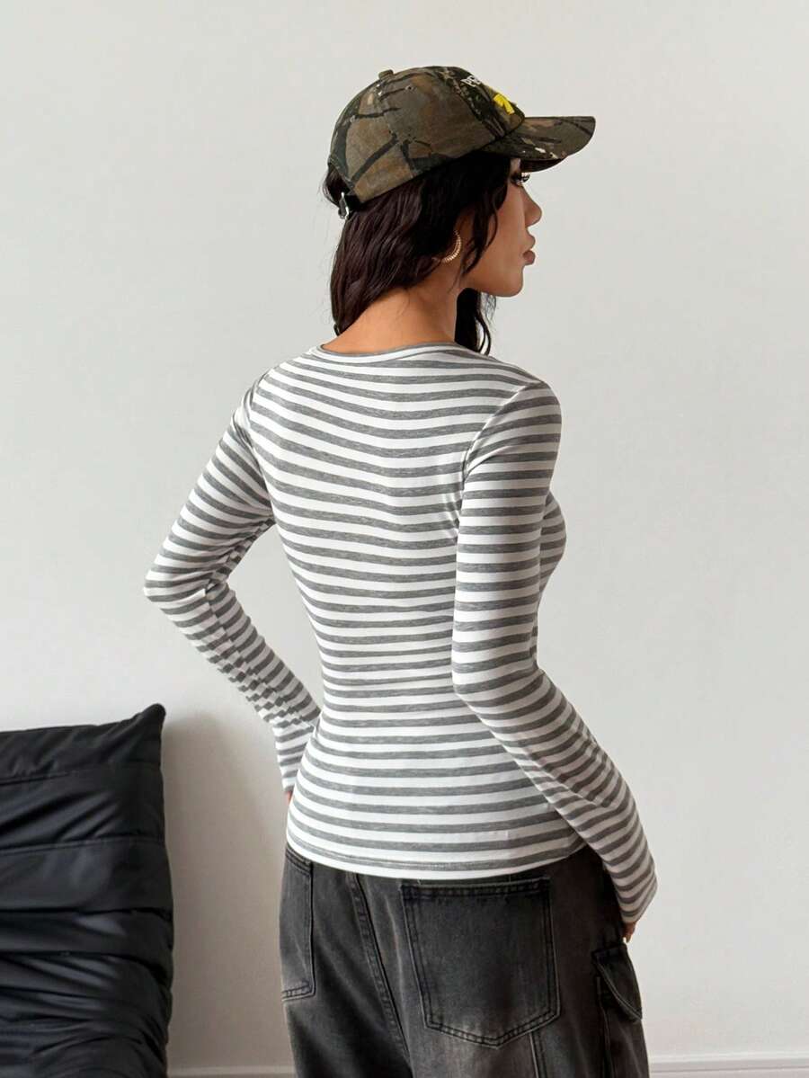 **Women’s Lace-Trim Mock Neck Long Sleeve Top**