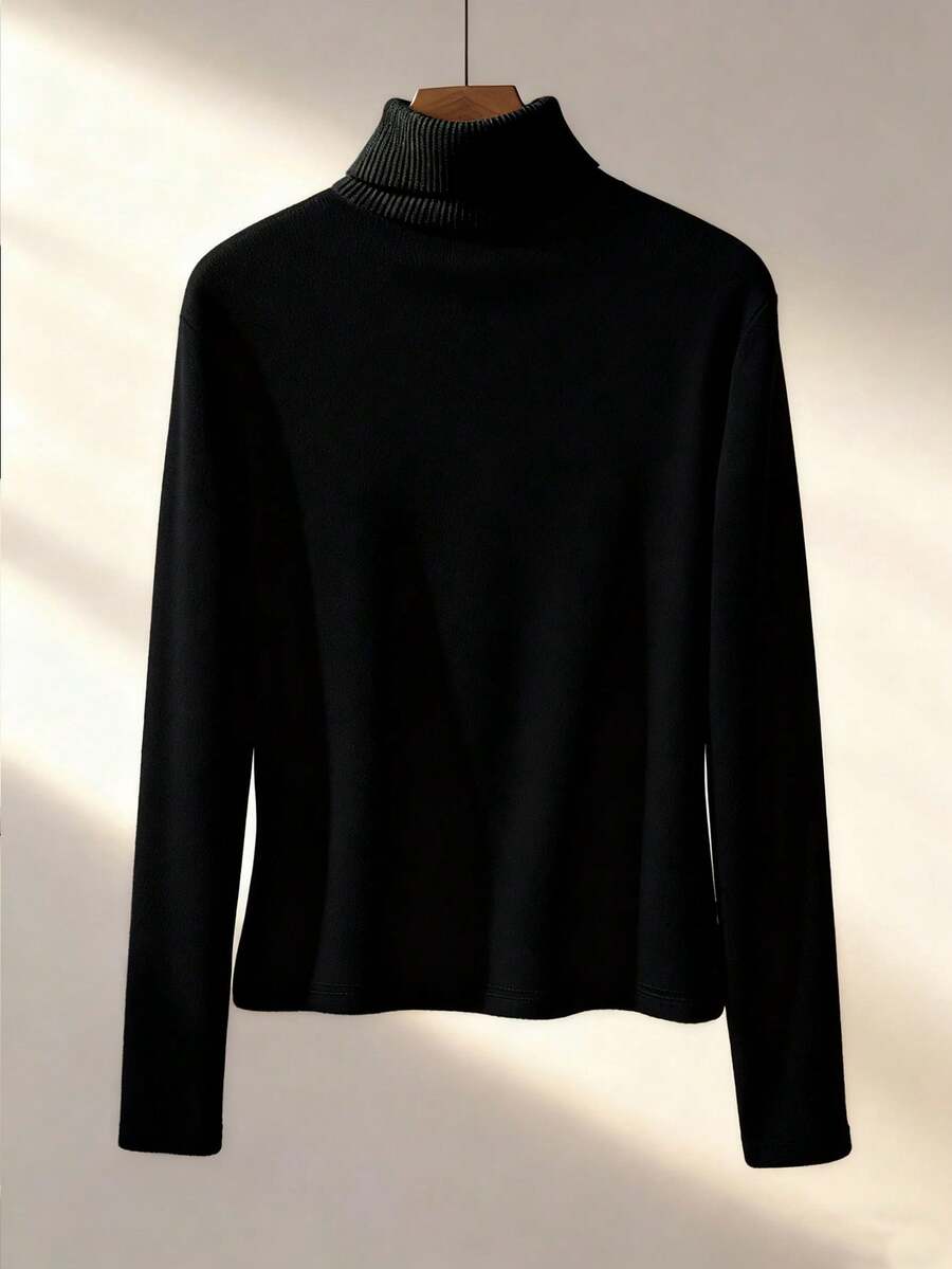 Franclia Cozy Apricot High-Neck Thermal Tee