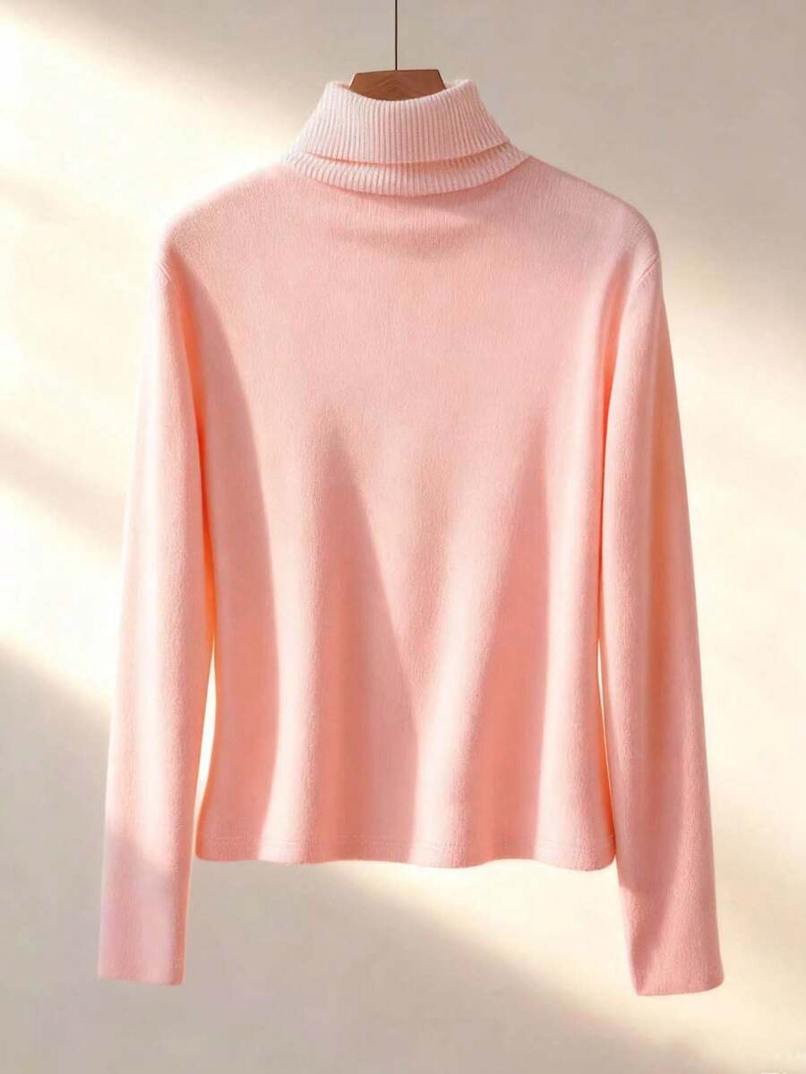 Franclia Cozy Apricot High-Neck Thermal Tee