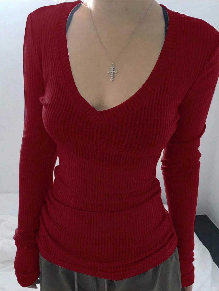 Basic V-Neck Long Sleeve Tee
