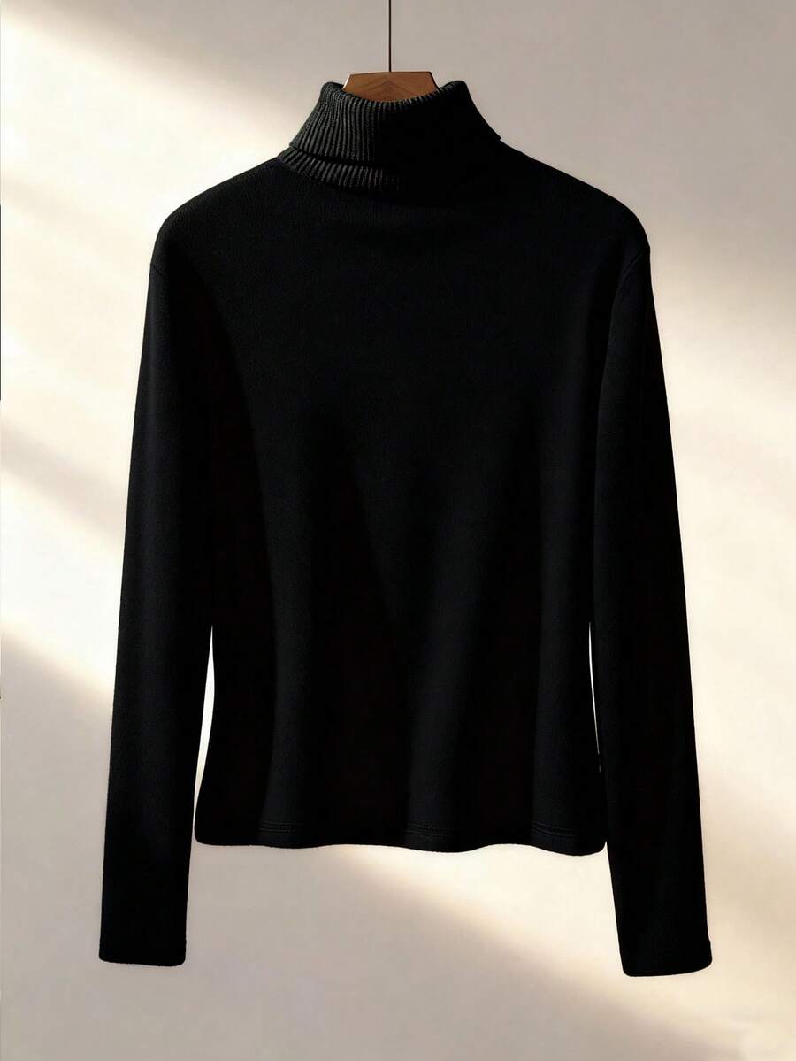 Franclia Cozy Apricot High-Neck Thermal Tee